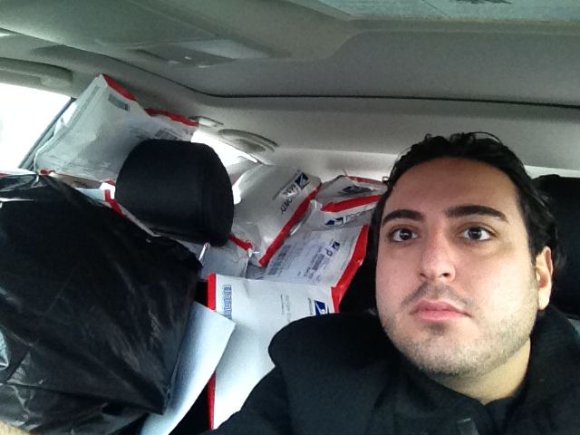 Soheil with orders filling his car in 2012